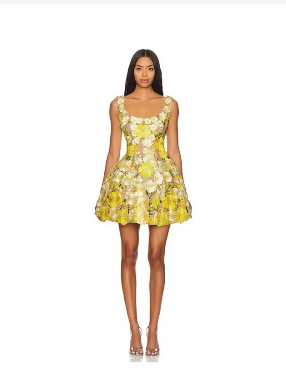 Bronx and Banco Jasmine Maraya Mini Dress - Yellow Floral Mini Dress